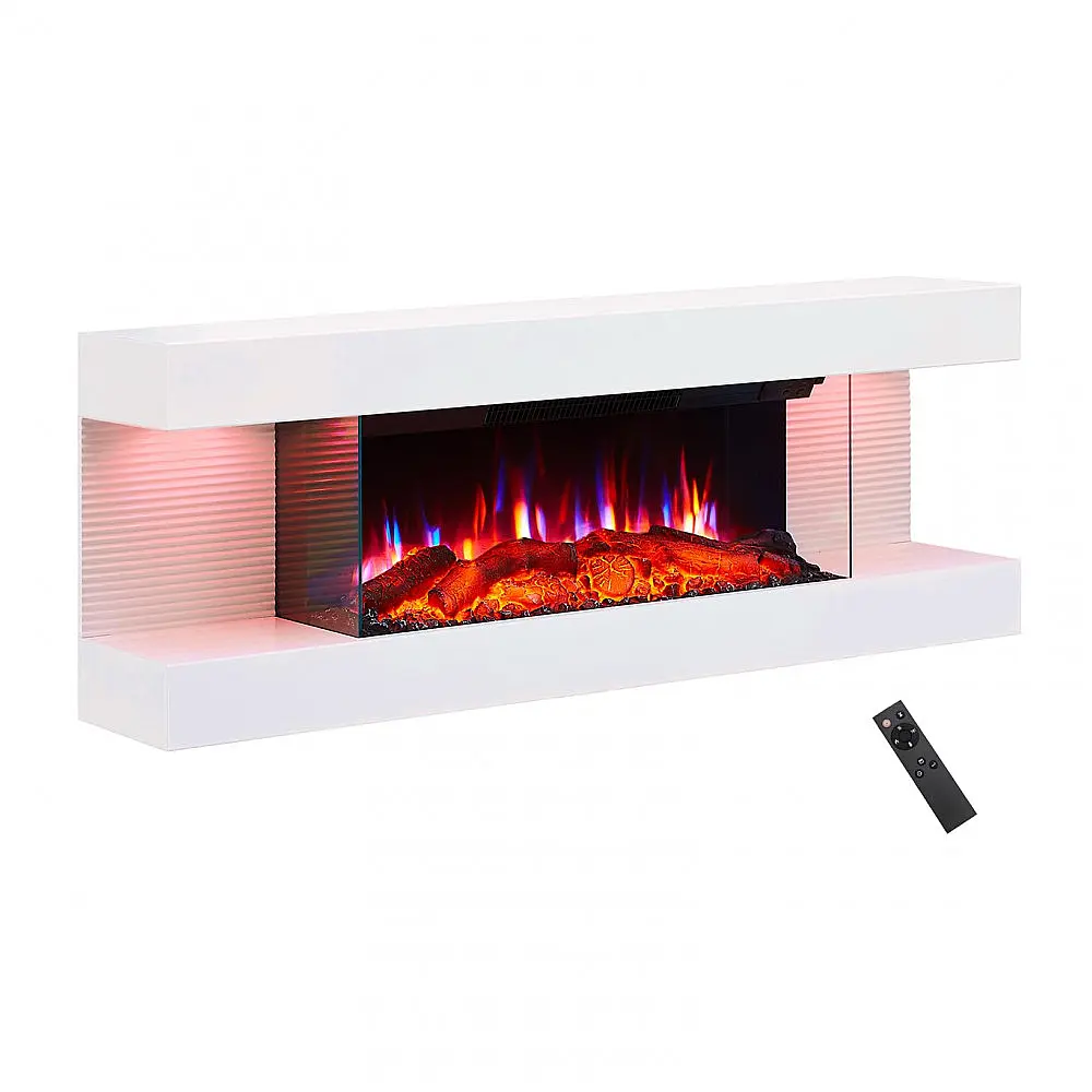 Lareira Elétrica PuraFlame Alsa 111,76 cm Montagem na Parede Tudo em Um com Cores de Luz Ambiente Variadas, Controle Remoto