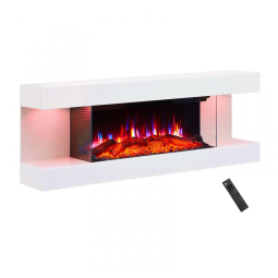 Lareira Elétrica PuraFlame Alsa 111,76 cm Montagem na Parede Tudo em Um com Cores de Luz Ambiente Variadas, Controle Remoto