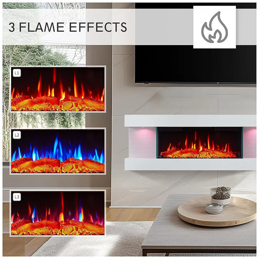 Lareira Elétrica PuraFlame Alsa 111,76 cm Montagem na Parede Tudo em Um com Cores de Luz Ambiente Variadas, Controle Remoto — foto 3