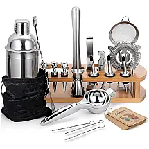 Kit Bn Profissional 24 Peças em Aço Inoxidável com Suporte e Livro de Receitas, AOZITA M ZJWJTZ, Prateado