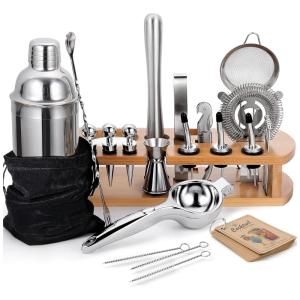 Kit Bn Profissional 24 Peças em Aço Inoxidável com Suporte e Livro de Receitas, AOZITA M ZJWJTZ, Prateado