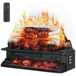 Lareira Elétrica com Controle Remoto e Chamas 3D Ajustáveis, 750W 1500W, 110v, Antarctic Star, Preta