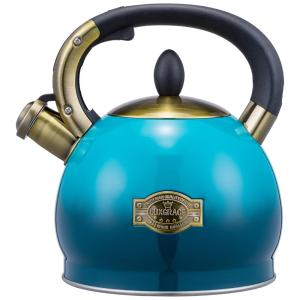 LUXGRACE Chaleira 2L com Apito e Cabo ergonômico, Aço Inoxidável, Preto