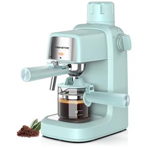 Máquina de Café em Aço Inoxidável com Bocal de Leite e Controle de Temperatura, 110V 800W, KEENSTAR, Azul