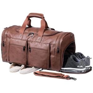 Seyfonia Bolsa de Viagem Masculina Clássica de Couro, SEYFOCNIA CC, Marrom