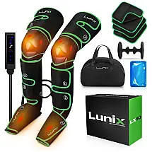 Massageador Elétrico de Compressão para Pernas e Pés 4 Modos e 3 Intensidades, Bivolt, LUNIX LX10, Preto