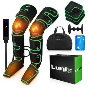 Massageador Elétrico de Compressão para Pernas e Pés 4 Modos e 3 Intensidades, Bivolt, LUNIX LX10, Preto