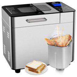 Panificadora Automática MOOSOO 18 em 1, Aço Inoxidável, 600 W, 3 Lâminas Giratórias, Prata, Preto 110V