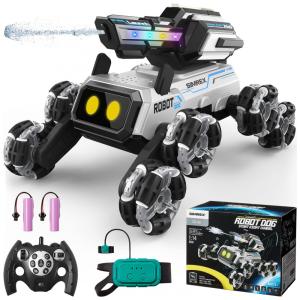 Carrinho robô cachorro SIMREX 8 rodas com rodas mecanum canhão de água LED TOY2501