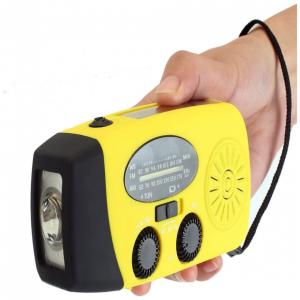 Rádio AM, FM, NOAA Bateria Recarregável Manivela e Solar Carrega Celular Lanterna Amarelo