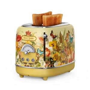 Torradeira Hazel Quinn X Eduardo Recife Floral Retro 2 Fatias 850W 6 Níveis 3 Funções Bandeja Removível Slots Largos Inox 110V