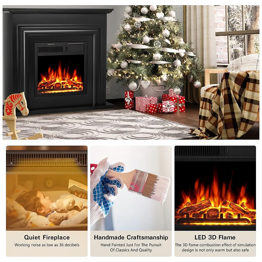 Lareira Elétrica R.W.FLAME 91x86cm 1500W Chamas LED Móvel Controle 110V — foto 2