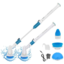 Vassoura Elétrica Rotativa 360 sem Fio com Cabo Flexível e 3 Acessórios, 110v, FRUITEAM, Azul