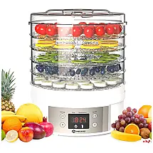 Desidratador de Alimentos com 5 Bandejas e Display LED Digital, 280W, MEISKKO, Branca