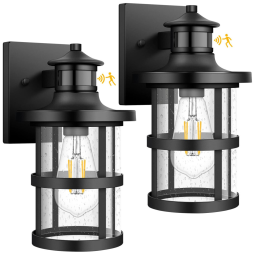 Lakumo Arandela Luminária Clássica Externa de Parede à prova dágua com Sensor, Base E27, 2 Unidades, LAKUMU B06044PG, Preto