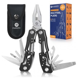 Alicate Multifuncional 14 em 1, Aço Inoxidável com Estojo de Nylon, Fangfo, Preto