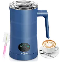 newoer Espumador de Leite Elétrico 4 em 1, Capacidade 350 mL, Aço Inox, 110V, 400W, Azul