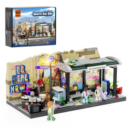 FUNWHOLE Kit de Blocos de Montar Parada de Ônibus Grafite com Luz LED - 514 Peças para Adultos e Jovens