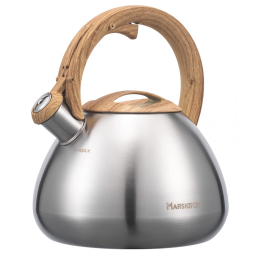 Chaleira de Chá 2.5L em Aço Inoxidável com Apito, MARSKITOP, Prateado