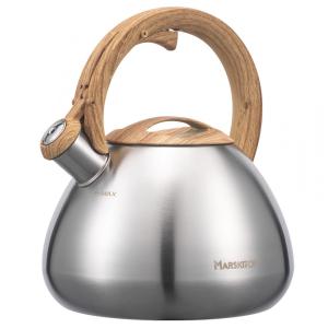 Chaleira de Chá 2.5L em Aço Inoxidável com Apito, MARSKITOP, Prateado
