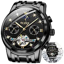 OUPINKE TYG OU G3168 Relógio Masculino Analógico Automático, Prata