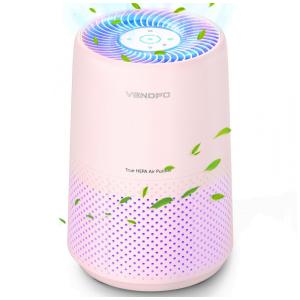 Purificador de Ar VENDFO VF10, Filtro HEPA H13, Cobertura até 54m², Silencioso 24dB, 3 Velocidades, Saída 360°, Child Lock, Rosa, 110V