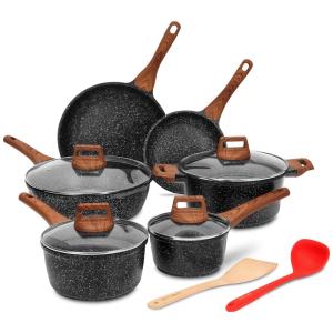 Conjunto de Panelas Antiaderente por Indução, 8 Peças, ESLITE LIFE, Preto