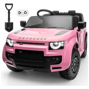 Carro Elétrico Infantil Licenciado 2 Lugares Land Rover Defender Letsgoride Rosa, 24V, 4x100W com Controle Remoto, Suspensão, Som e LED