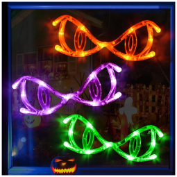 Kit Decoração de Halloween 3 Luzes LED de Olhos Assustadoras com Ventosas a Bateria