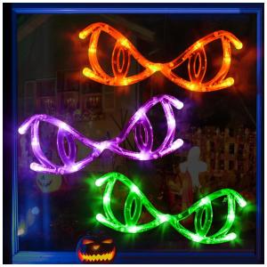 Kit Decoração de Halloween 3 Luzes LED de Olhos Assustadoras com Ventosas a Bateria