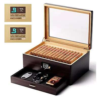 Humidor Woodronic Preto com Higrômetro