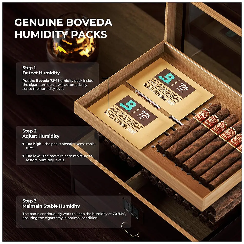 Humidor Woodronic Preto com Higrômetro Digital e Vedação Hermética para 50-80 Charutos — foto 2