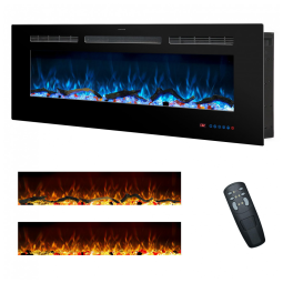 Lareira Elétrica 121,92 Centímetros, Embutida na Parede, Controle Remoto, 13 Cores de Chamas, Timer 9 Horas,Rodalflame.