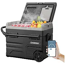 Cooler Elétrico Automotivo Portátil 45 Litros com Controle por APP, EUHOMY, Preto
