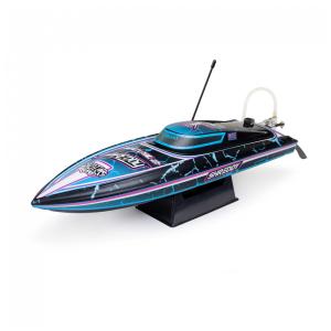 Barco de Controle Remoto para Adultos com Ferragens Metálicas Ajustáveis e Velocidade até 40 km/h, Pro Boat Recoil 2, Preto e Azul
