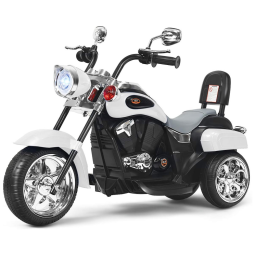 Moto Elétrica 1 Assento 12V, com Luzes de LED, Branca, COSTZON, Branco