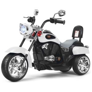 Moto Elétrica 1 Assento 12V, com Luzes de LED, Branca, COSTZON, Branco