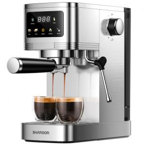 Máquina de Espresso 20 Bar SHARDOR Prata Inox Touchscreen Vaporizador de Leite Controle de Temperatura 110V