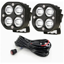 Farol de Milha LED Offroad com 8000 Lúmens e Luz Branca, 80W, 2Un, BIGLIONX, Preto