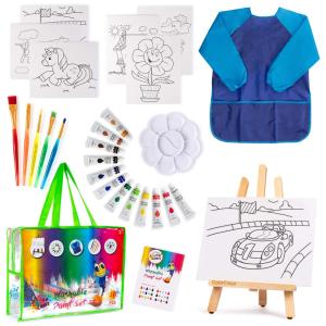 Kit de Pintura Conjunto Artístico com 27 Peças, Inclui 12 Tintas