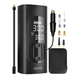 Compressor de Ar Portátil 150 PSI Recarregável com Tela Led e Inflação 2X Mais Rápida, 12V, AZUNO, Preto