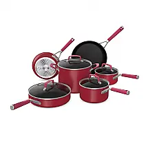 Conjunto de Panelas Ninja C29500 NeverStick Vivid 10 Peças Vermelho Crimson Antiaderente Forno 204°C