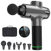Legiral Massageador Pistola Elétrico Profissional Sem Fio 6 Acessórios 20 Velocidades Tela LED