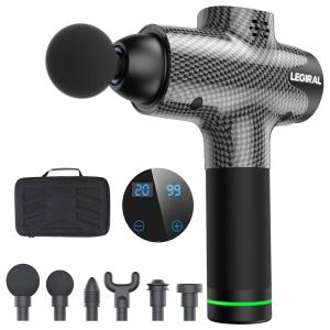 Legiral Massageador Pistola Elétrico Profissional Sem Fio 6 Acessórios 20 Velocidades Tela LED