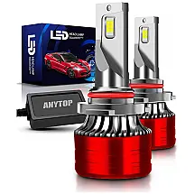 Kit Xenon Lâmpadas LED Branca 15000 Lumens 6000K, 100W, HB3, HB4, H10, 4 Peças, ANYTOP 90059006, Vermelho