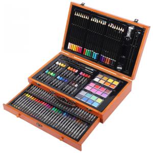 Kit de Pintura LIZEALUCKY com 139 Peças e Caixa de madeira Portátil, Marrom