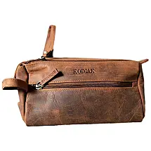 Necessaire Masculina de Couro, KODIAK LEATHER, Marrom