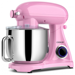 COOKLEE Batedeira Elétrica de Bancada 8L com 8 Velocidades, 110V, 600W, Rosa
