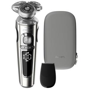 Barbeador Elétrico Masculino Portátil Philips SP982087 com Acessório para Aparador e Estojo Premium, Prata