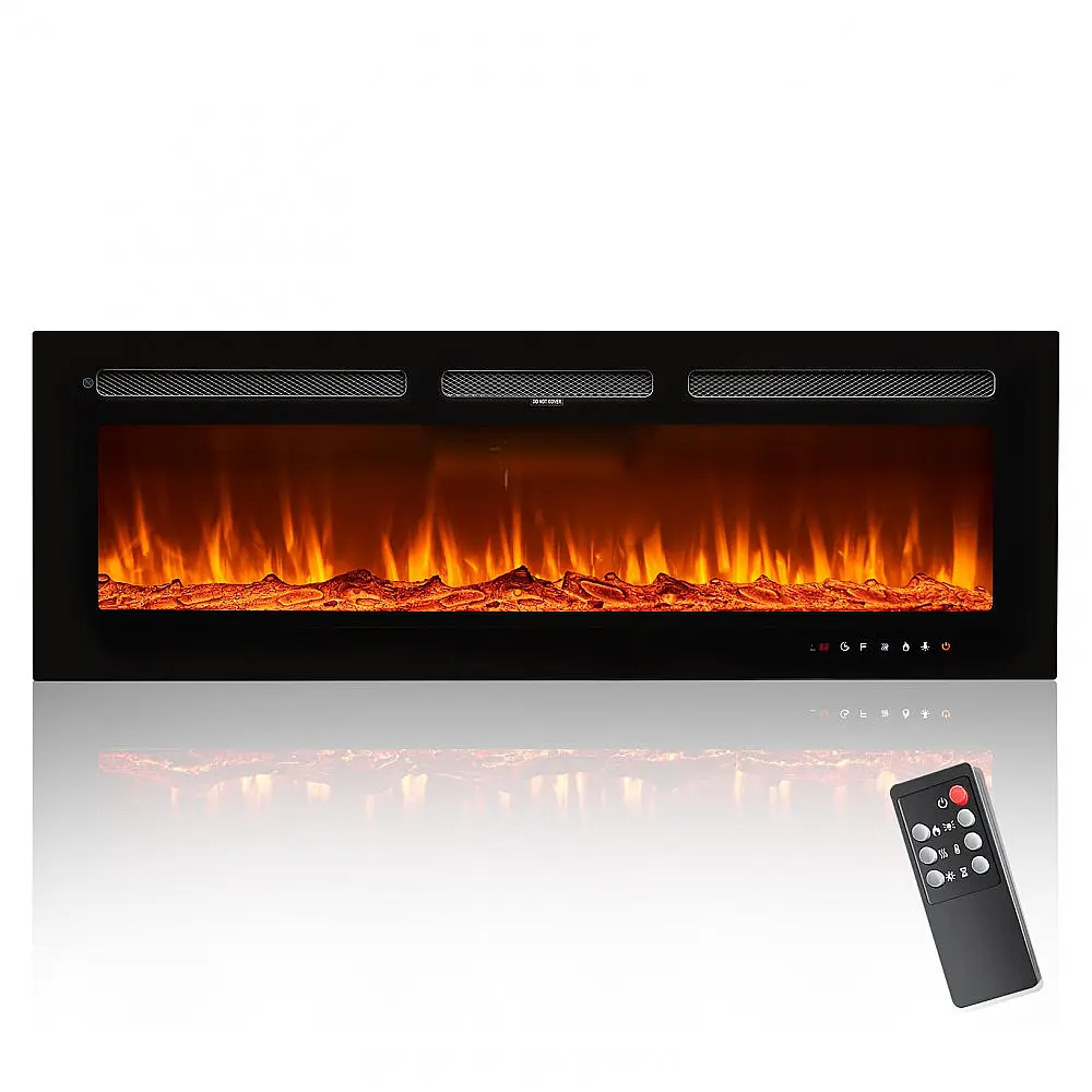 Lareira Elétrica OneBlis 127x43cm 1500W 12 Cores LED Cristais Embutir 110V